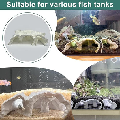 LIYAOLI 3D Printed Aquarium Cave Tunnel Hideout - Natural Under Gravel Decor for Pleco, Shrimp, Corydoras - Substrate-Friendly Sinking Base with Viewing Ports