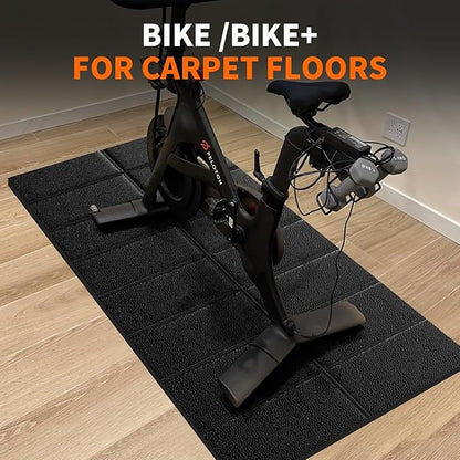 Mat for Exercise Bike Treadmill Walking Pad on Carpet 63x30,Compatible with Peloton, 1/4" Indoor Bike Trainer Mat for Hardwood Floors, Spin Stationary Bike, Equipment Stability, Noise Shock Absorption