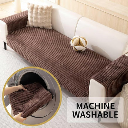 HAOMAIJIA Waterproof Couch Cover for Dogs Washable,Faux Fur Pet Couch Covers for Sofa,Soft Dog Bed Cover Non-Slip Couch Covers for 3 Cushion Couch Sofa Pet Friendly (Brown, 35" x 74" 1 Pack)