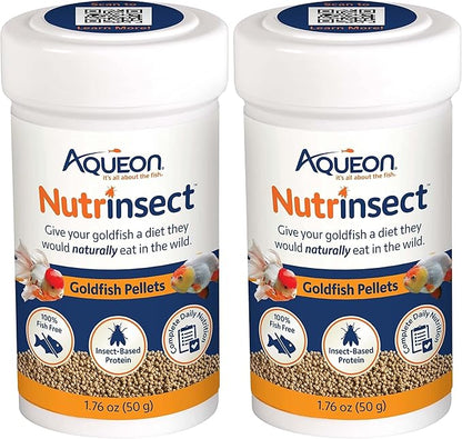 Aqueon Nutrinsect Fish-Free Fish Food, Goldfish Pellets, 1.76 oz (Pack of 2)