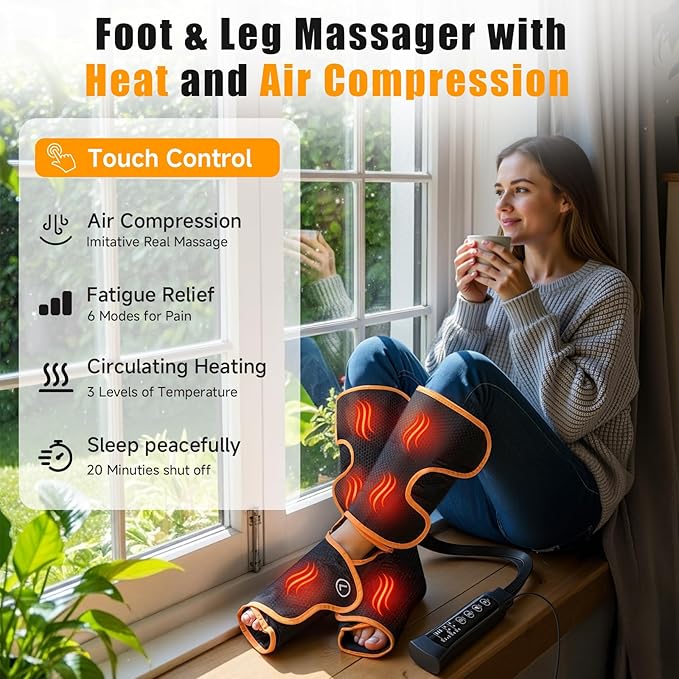 Leg Massager with Heat and Compression, Foot and Calf Massager