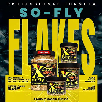 Xtreme So-Fly Flakes - Sustainable Protein from Black Soldier Fly Larva for Tropical Fish - Eco-Friendly Food, Nutrient-Rich, All-Natural Diet - USA Farm Grown (3.5oz)