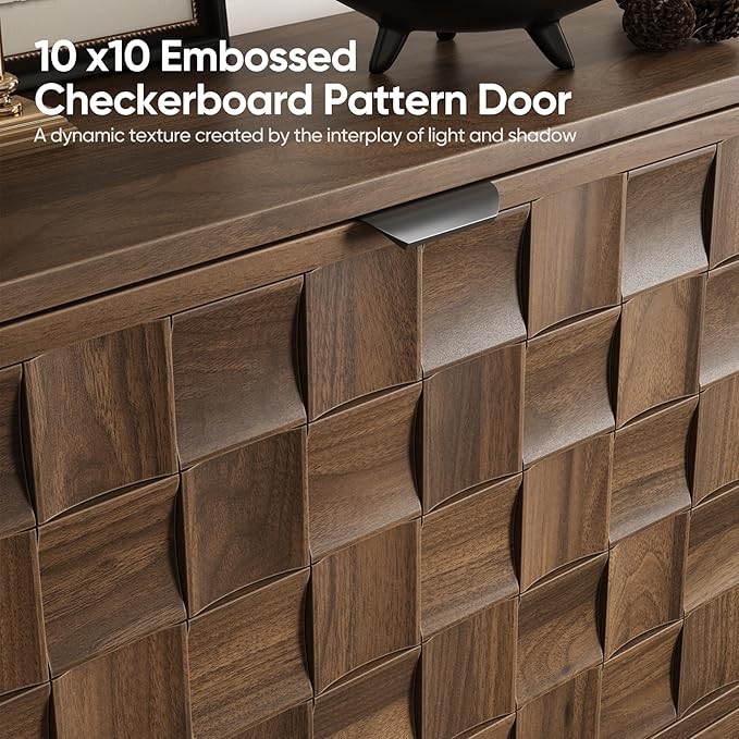 29.5“W Shoe Cabinet with 2 Embossed Checkerboard Pattern Flip Drawers,