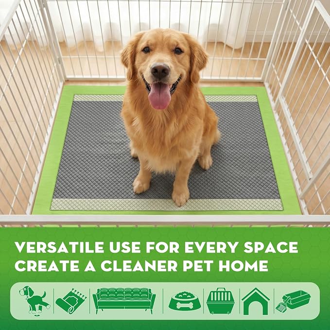 CROCI Charcoal Puppy Pads with Adhesive Tabs 2X Odor Control 30x36in 30Ct | Super Absorbent Pee Pads for Dogs, Quick-Dry Surface, Unscented, Renewable Bamboo Material, Disposable