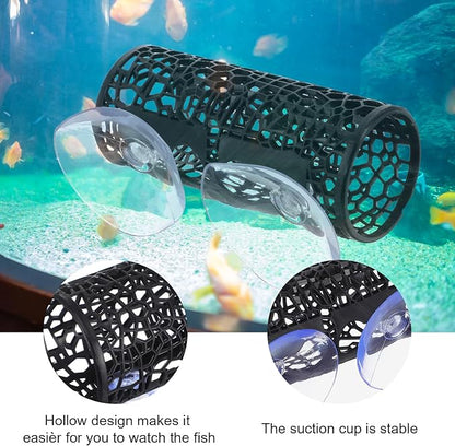 2Pcs Little Fish Swimming Tunnel, Safe Aquarium Decoration Betta Fish Tank Accessories with Suction Cups Hidden Decor Habitat Toys for Small Fish Shrimp Reptile Guppies