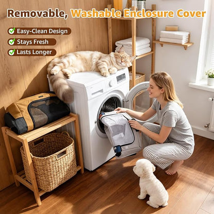 LOOBANI Dog Playpen for Small Dogs, 32"x24"x22", Foldable & Portable, Brown | Pet Playpen, with Removable Washable 690D Fabric Cover, Sturdy Frame Cat Playpen for Indoor, Dog Crate for Small Animals