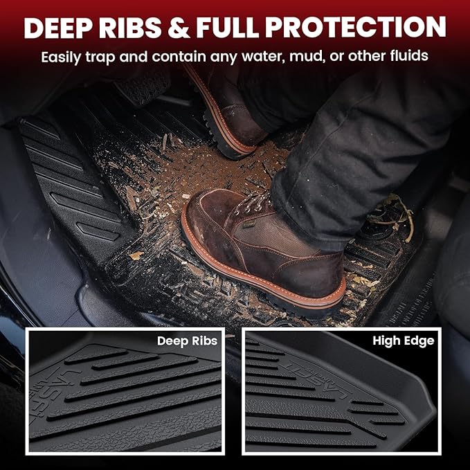 LASFIT Floor Mats for Chevrolet Chevy Impala 2014-2020 Car Floor Mats, All Weather TPE Custom Fit Floor Mats for Cars, 1st and 2nd Row Car Floor Liners for Impala Accessories Black