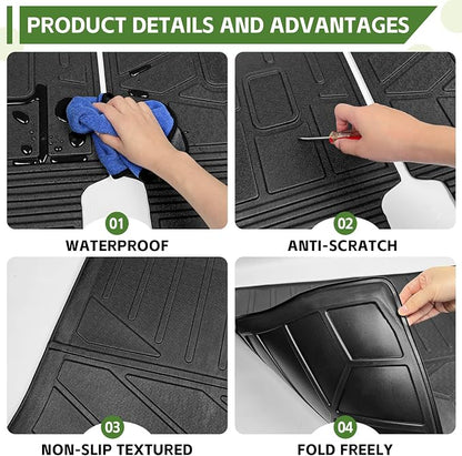 Cargo Liners for 2015-2025 Ford Edge 5 Seats Trunk Mat with Seat Back Cover Accessories, All Weather Rear Cargo Mat Backrest Protector(Only fit 5 Seats)