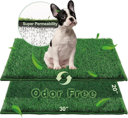 HQ4US 4LEGS Grass Pee Pads for Dogs Potty, Artificial Grass Patch Odor Free | 2PCS Fake Grass with Fully Permeable Backing for Fast Drainage, Indoor Potty Grass Hemmed Edge Turf, Easy Clean