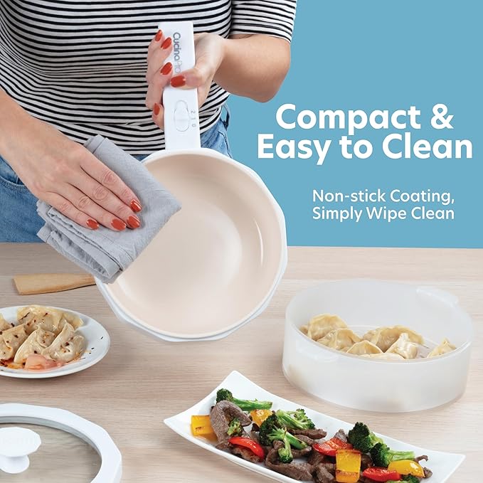 3-In-1 Electric Hot Pot w Dumpling Steamer & Rice Cooker