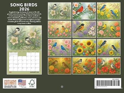 Songbird Calendar 2026 Wall Monthly Songbirds Gifts For Songbird Lovers Women Men | American Made In The USA