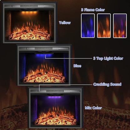 Electric Fireplace Insert, 36 Inches Recessed Fireplace Heater