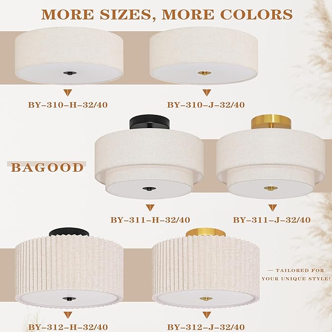 3 Light Semi Flush Mount Ceiling Light Fixture 15.7 Inch Modern Gold Drum Ceiling Light Fixture with 2-Layer Fabric Shade Dimmable Close to Ceiling Light for Living Room Hallway Bedroom Entryway