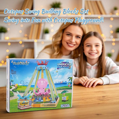 Building Blocks Set,Octopus Swing Amusement Park Building Blocks Toy,Blocks Toy Model Gift for Kids and Adults(1189PCS)