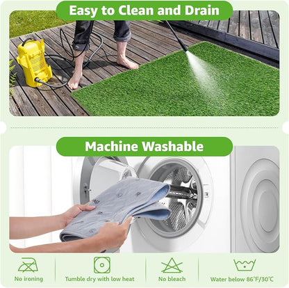 Grass Pad with Tray 24.5x39, Dog Litter Box for Patio Balcony Apartment | Floral，Grass Mat with Pad, Artificial Turf Grass, Puppy Indoor Outddor Potty Training, Washable Reusable, Leakproof, Pee On