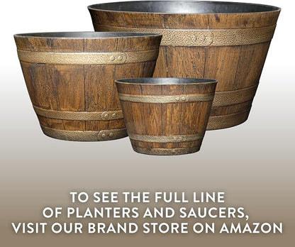 Whiskey Barrel Planters, Wood Finish Flower Planter Pot, Stylish Indoor & Outdoor Resin Garden Pots, Weather-Resistant Planting Pot (20.5" Kentucky Walnut, 1- Pack) | Wood Finish Flower Plant Pots, Indoor & Outdoor Planter, Weather-Resistant, Great for...