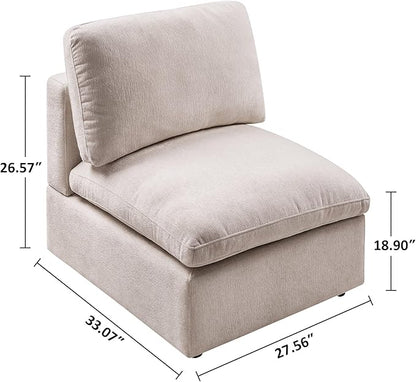 VANOMi Modern Upholstered Middle Module for Modular Sectional,Sectional Sofa Couch Accent Armless Chair, Chenille