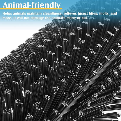 3 Pack Livestock Scratching Brush, Black | Animal Scratcher, Itch Relief Grooming, Horse Goat Cow Scratcher, Fence Post Mounting, Durable Bristles, Farm Livestock Care