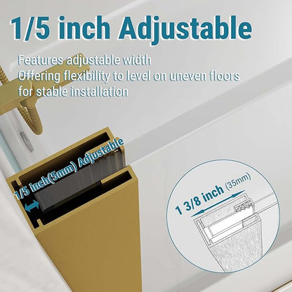 Sunrosa 36"×76" Shower Glass Panel, 8mm Thick Shower Screen, Brushed Gold