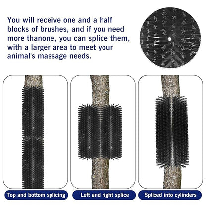 4PCS Livestock Scratching Brush Goat Scratching Tool Post Massage Grooming Brush with 8 Screws for Animals Back Scratcher Itch Brushes for Cattle, Sheep, Horses, Pigs,Cow (4, Black)