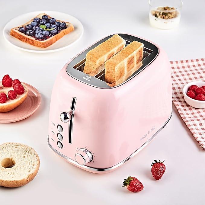Roter Mond 2 Slice Toaster Retro Stainless Steel