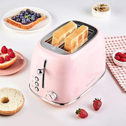 Roter Mond 2 Slice Toaster Retro Stainless Steel
