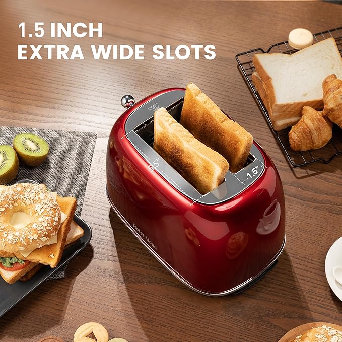 Roter Mond 2 Slice Toaster Retro Stainless Steel