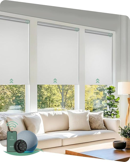 Yoolax Motorized Blinds with Remote, Automatic Window Shades Work with Alexa