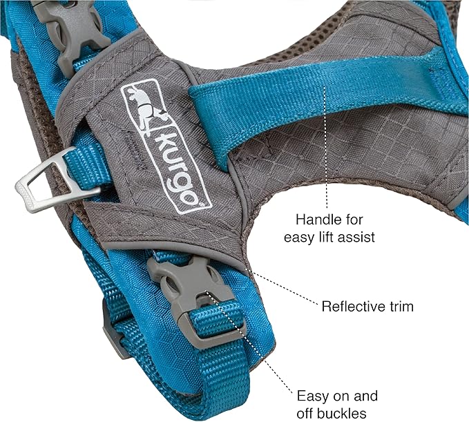 Kurgo Journey Air Dog Harness, Coral, Small | Padded Chest, Ripstop Outer & Breathable Mesh, Back Assist Handle, Rust-Free Aluminum Hardware, Reflective Trim