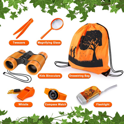 Kids Explorer Kit & Bug Catcher Kit, Camping Gear for Kids, Outdoor Exploration Set with Backpack & Binoculars, Ideal Outdoor Adventure Toys for Boys Girls 3-12