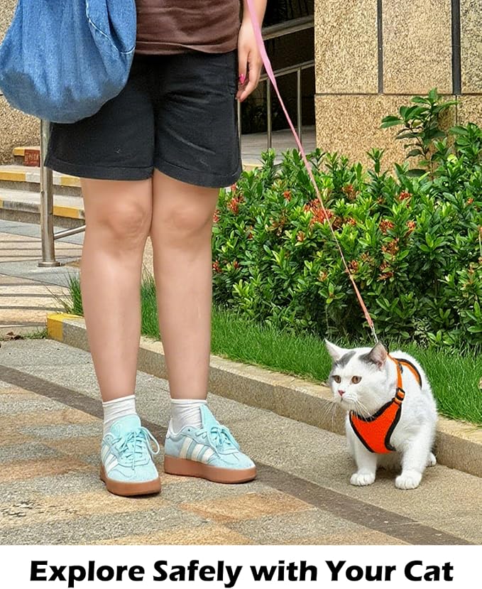Luxelle 2 Pack Escape-Proof Cat Harness and Leash Set for Walking – Adjustable No Pull Soft Vest with Easy-Wear Buckle, Reflective Straps, Breathable Mesh – Outdoor Travel Harness for Cats & Kittens