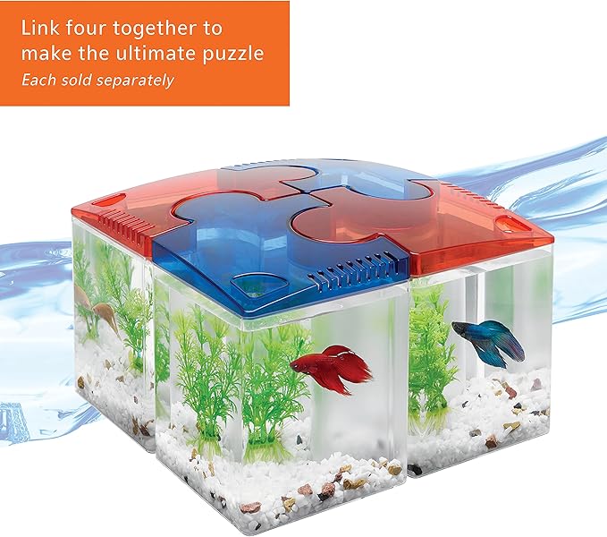 Aqueon Betta Puzzle Aquarium Fish Tank Kit, Blue, Half Gallon