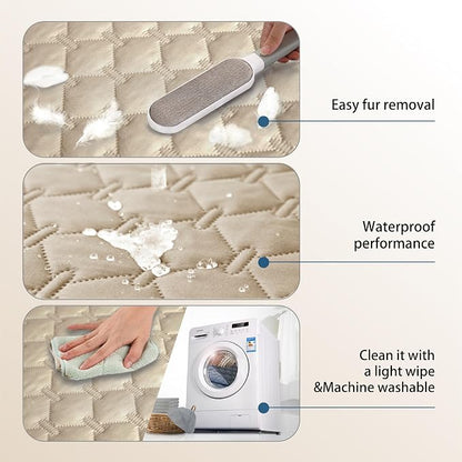 gogobunny 3X Stronger Waterproof Pet Blanket, Scratch Proof Furniture Protector for Dogs Cats, Reversible Cover 82x120 Inch, Dark Beige
