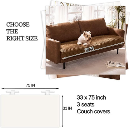 Dual Non-Slip Couch Cover for Dogs Waterproof, Fuzzy Soft Pet Couch Covers for Sofa 3 Cushion, Pet Friendly Soft Dog Bed Covers Sofa Cover Washable (Coconut, 33" x 75" 1 Pack)