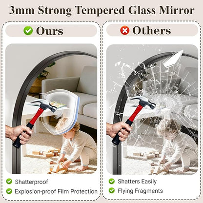 Arch Bathroom Mirror, Tempered Glass Decor Mirror