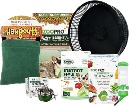 Brisbane Cage & Starter Package for Sugar Gliders - Includes Durable Cage, Healthy Food Variety, Exercise Wheel, Food Dishes, Water Bottle & Nest Pouch