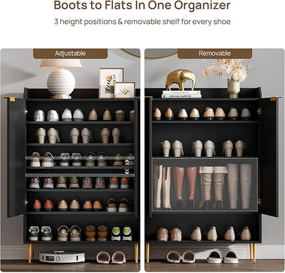 SICOTAS Shoe Cabinet Set of 2-56 Pairs Large Shoe Storage Cabinet, 50.7" Tall