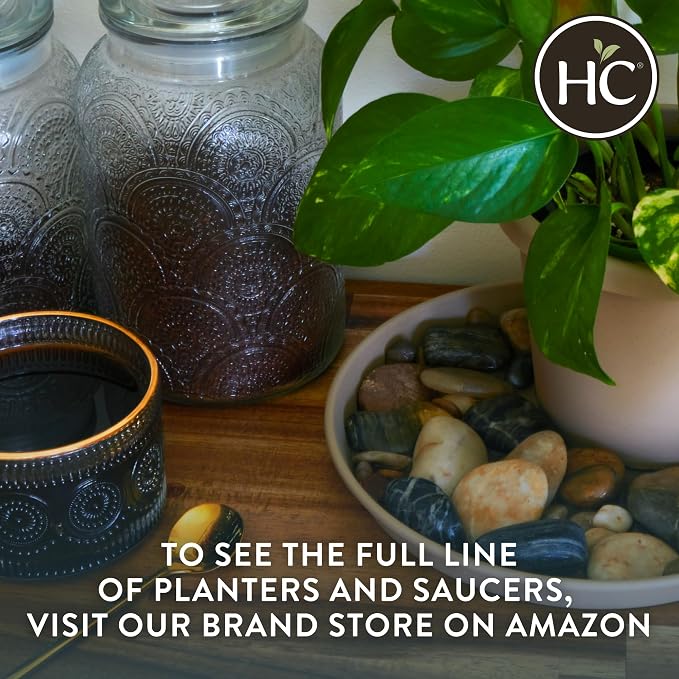 The HC Companies 12 Inch Prima Round Planter Pots with Drainage Holes and Rolled Rim, Lightweight UV-Resistant Plastic Indoor & Outdoor Planters, 2-Pack Flower Pots for Garden & Home Decor, Marsala