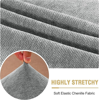 H.VERSAILTEX Stretch Chenille Couch Cover Furniture Protector Seat Cushion Sofa Cover 2 Cushions Non-Slip Couch Covers for Sofa Pets with Elastic Bottom (2 Piece Loveseat Cushion Covers, Grey)