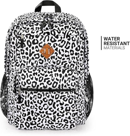 ZORFIN 26L Backpack for College, and Travel: Water Resistant Bookbag - Snow Leopard