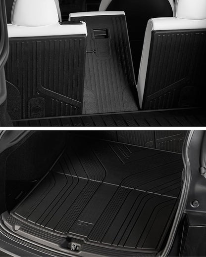 3W 2025 2026 Tesla Model Y Juniper Only for 5 Seat Floor Mats with Rear Cargo Mat & Backrest Mat TPE Anti-Slip All Weather Accessories, Vigormold™