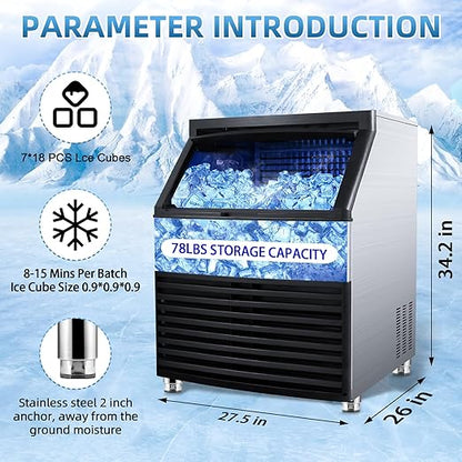 Commercial Ice Maker, 110V Automatic Ice Making Machine Stainless Steel 325