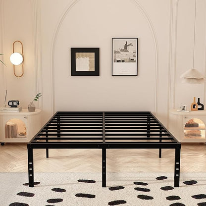 18 Inch Full Size Bed Frame with Skirt, Heavy Duty Metal Bed Frame Full, No Box Spring Needed, Support Up to 3000 lbs, Easy Assembly, Noise Free, Black