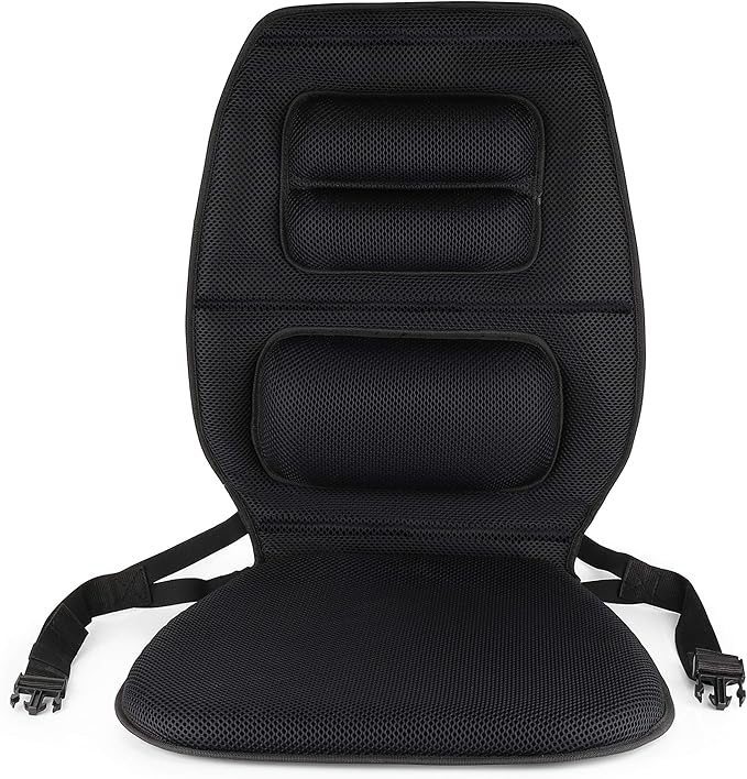 FOMI Premium Gel Cushion and Firm Back Support | Seat Cushion Pad and Upper Lower Thoracic and Lumbar Pillow for Car, Office Chair | Pressure Sore, Coccyx Pain Relief | Posture Aid (Grid Gel)