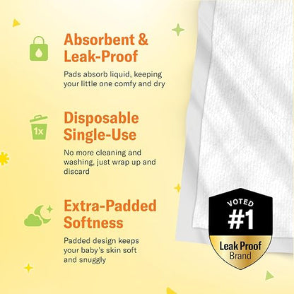 Chuckles® 5-Layer Disposable Changing Pads - 17x24 [50-Pack] Baby Liners | Disposable Diaper Changing Pad, Baby Pee Pads, Hypoallergenic Changing Pads for Travel, Curera Brand Underpads