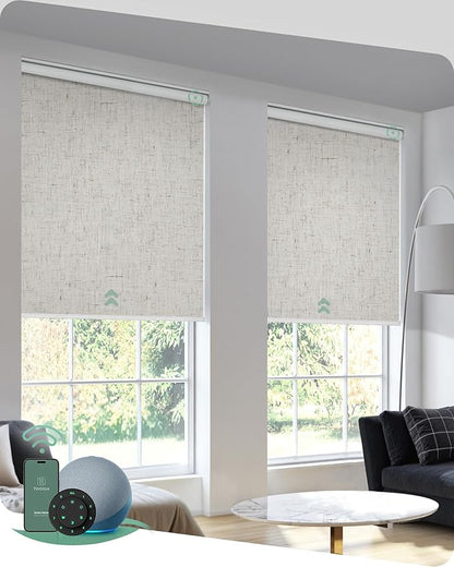 Yoolax Motorized Roller Shades, Smart Automation, Linen Beige, Compatible