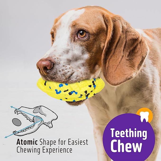 Dog Balls, 3Pcs Chew Toys Tennis Ball for Aggressive, Chewers Durable Teething Molar Tug Dog Toys, Interactive Fetch Balls Gift Set for Large Medium Dogs and Puppies, Durable Tug Toy, Yellow
