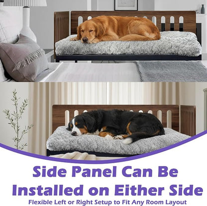 Beside Dog Bed,2 Panel Adjustable Height Dog Bunk Beds,47''x 31'' Metal Dogs Bed Frame with Cushion,X-Large
