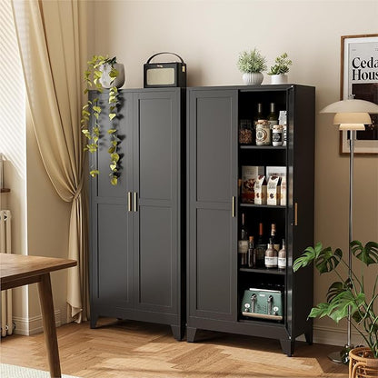 COFaR 61" Tall Pantry Cabinet in Black, Modern Storage Cabinet
