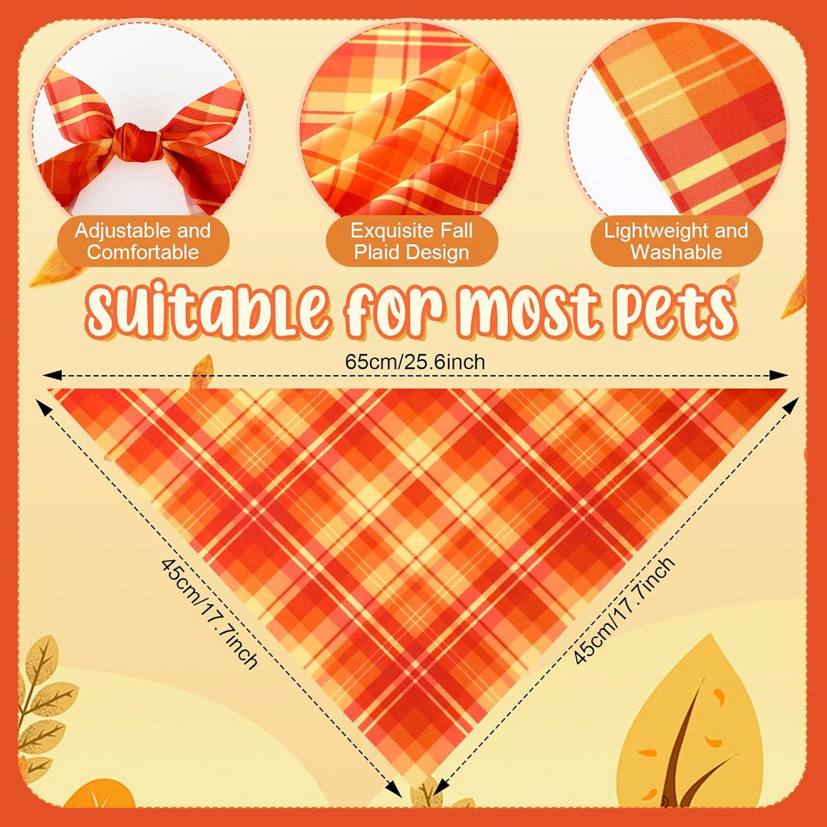 Abbylike 200 Pcs Fall Plaid Dog Bandanas Bulk Thanksgiving Bandanas for Dogs Pets Triangle Kerchief Bibs Scarf Set for Pets Autumn Costume Photo Props Accessories Pet Adoption Shops Events, 25 Styles